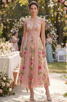 Load image into Gallery viewer, Corset Blush A Line V-Neck Maxi Floral Wedding Guest Dress