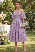 Load image into Gallery viewer, Blue Puff Sleeves Floral Ruched A Line Maxi Wedding Guest Dress with Pearls