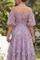 Load image into Gallery viewer, Blue Puff Sleeves Floral Ruched A Line Maxi Wedding Guest Dress with Pearls