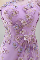 Load image into Gallery viewer, Ruched Maxi Floral One Shoulder Lilac Wedding Guest Dress with Pearls