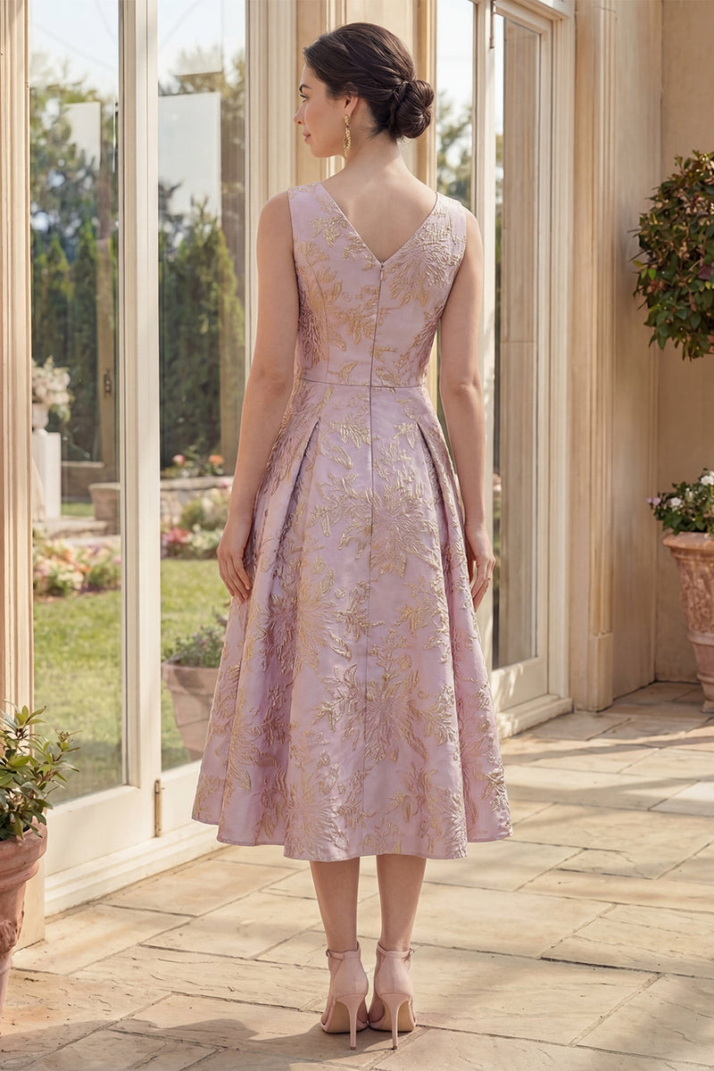Load image into Gallery viewer, Boat Neck Jacquard Dusty Lilac Maxi A Line Floral Wedding Guest Dress