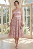 Load image into Gallery viewer, One Shoulder Sparkly Keyhole Blush Maxi A Line Formal Dress with Sequin