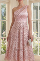Load image into Gallery viewer, One Shoulder Sparkly Keyhole Blush Maxi A Line Formal Dress with Sequin