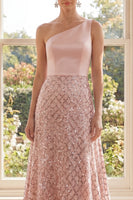 Load image into Gallery viewer, Long Sparkly Sequin One Shoulder Blush A Line Formal Dress