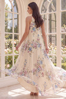 Load image into Gallery viewer, Floral Apricot One Shoulder A Line High Low Beach Wedding Guest Dress