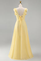 Load image into Gallery viewer, Emerald Boat Neck A Line Long Beach Wedding Guest Dress with Ruffles