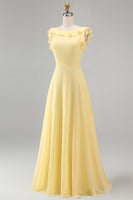 Load image into Gallery viewer, Emerald Boat Neck A Line Long Beach Wedding Guest Dress with Ruffles
