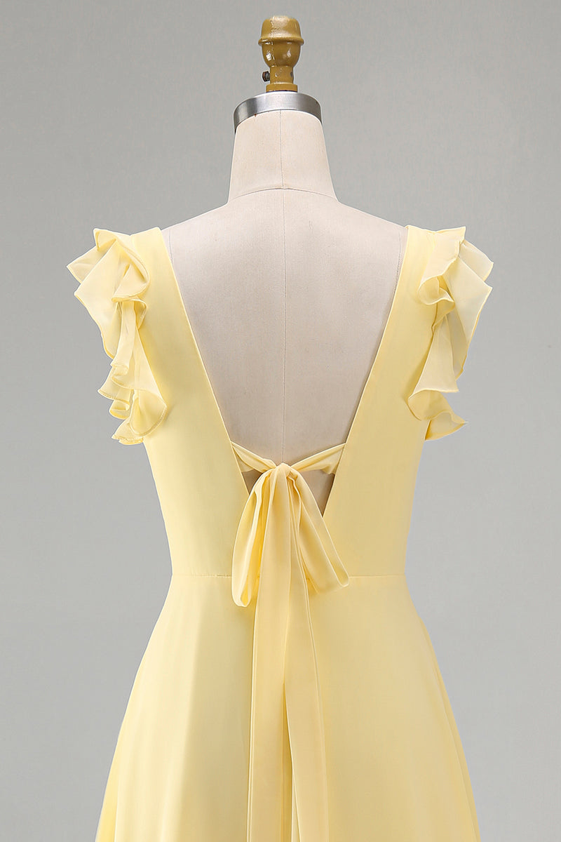 Load image into Gallery viewer, Emerald Boat Neck A Line Long Beach Wedding Guest Dress with Ruffles