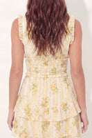 Load image into Gallery viewer, Floral V-Neck Butter Yellow A Line Short Graduation Dress with Ruffles