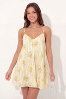 Load image into Gallery viewer, Spaghetti Straps Butter Yellow A Line Floral Short Graduation Dress