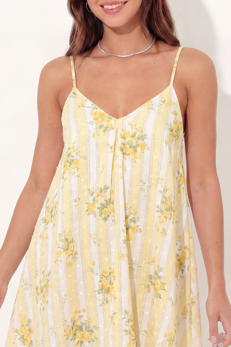 Load image into Gallery viewer, Spaghetti Straps Butter Yellow A Line Floral Short Graduation Dress