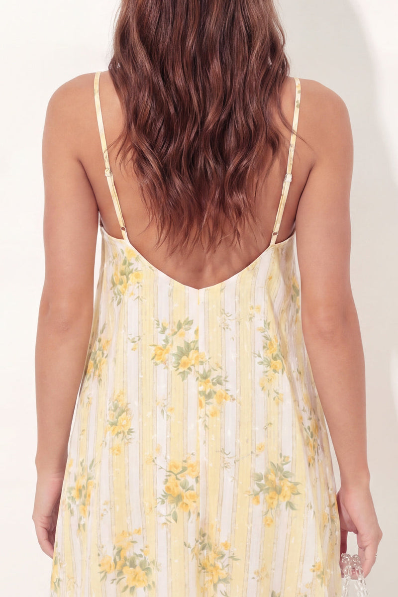 Load image into Gallery viewer, Spaghetti Straps Butter Yellow A Line Floral Short Graduation Dress