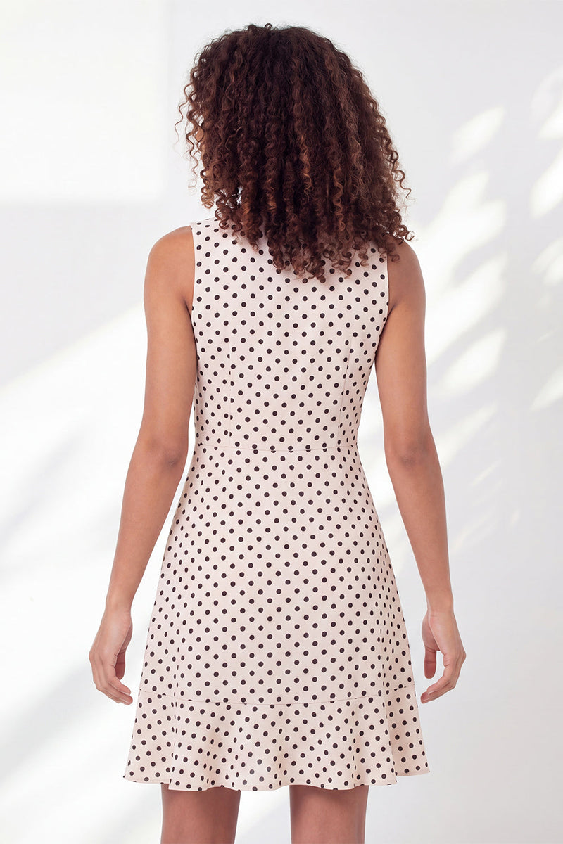 Load image into Gallery viewer, A Line V-Neck Black and White Polka Dots Short Graduation Dress with Ruffles