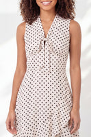 Load image into Gallery viewer, A Line V-Neck Black and White Polka Dots Short Graduation Dress with Ruffles