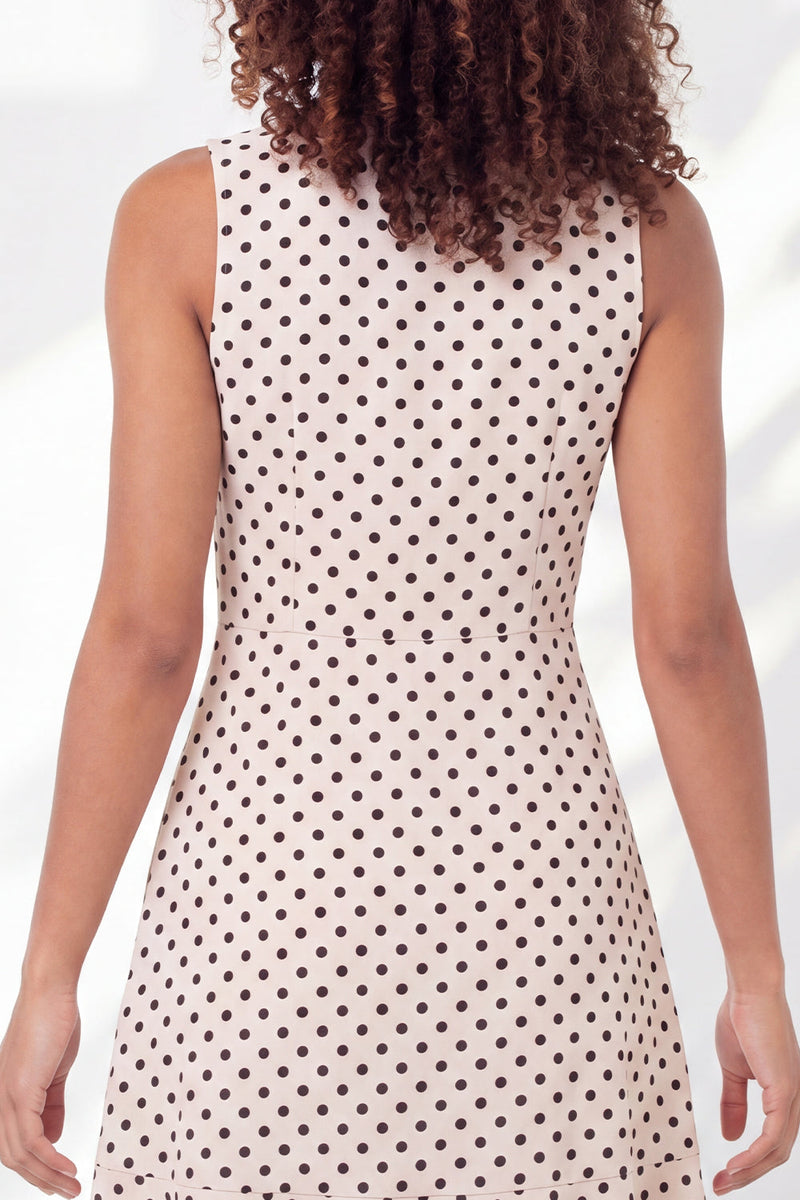 Load image into Gallery viewer, A Line V-Neck Black and White Polka Dots Short Graduation Dress with Ruffles