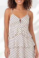 Load image into Gallery viewer, Spaghetti Straps Black and White Polka Dots A Line Short Graduation Dress with Ruffles