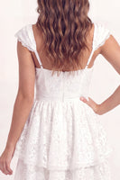 Load image into Gallery viewer, Cap Sleeves V-Neck Floral White Lace Short A Line Graduation Dress