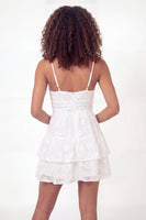Load image into Gallery viewer, Ruched V-Neck White Floral Lace Short A Line Graduation Dress with Ruffles
