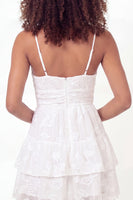 Load image into Gallery viewer, Ruched V-Neck White Floral Lace Short A Line Graduation Dress with Ruffles