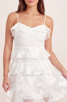 Load image into Gallery viewer, White Floral A Line Spaghetti Straps Short Graduation Dress with Ruffles