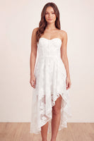 Load image into Gallery viewer, Basque Waist Floral White Corset Midi A Line Graduation Dress with Ruffles