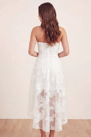 Load image into Gallery viewer, Basque Waist Floral White Corset Midi A Line Graduation Dress with Ruffles