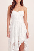 Load image into Gallery viewer, Basque Waist Floral White Corset Midi A Line Graduation Dress with Ruffles