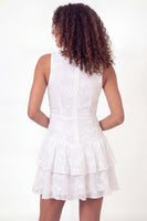 Load image into Gallery viewer, V-Neck Ruffled Floral White Short Ruched A Line Graduation Dress with Lace