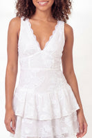 Load image into Gallery viewer, V-Neck Ruffled Floral White Short Ruched A Line Graduation Dress with Lace