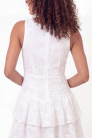 Load image into Gallery viewer, V-Neck Ruffled Floral White Short Ruched A Line Graduation Dress with Lace