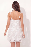 Load image into Gallery viewer, Floral White A Line Short Spaghetti Straps Graduation Dress