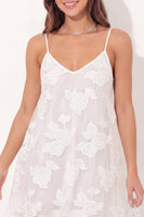 Load image into Gallery viewer, Floral White A Line Short Spaghetti Straps Graduation Dress