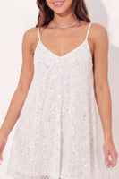 Load image into Gallery viewer, Sparkly Spaghetti Straps White Sequin Short A Line Graduation Dress