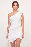 Load image into Gallery viewer, White One Shoulder Asymmetrical A Line Graduation Dress with Ruffles