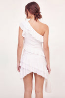 Load image into Gallery viewer, White One Shoulder Asymmetrical A Line Graduation Dress with Ruffles