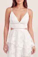 Load image into Gallery viewer, Floral Short White A Line Cut Out Graduation Dress with Ruffles