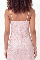 Load image into Gallery viewer, Sparkly Spaghetti Straps Pink Short A Line Floral Sequin Graduation Dress