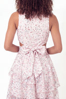 Load image into Gallery viewer, Sparkly White Pink Flower Short A Line Ruffled Graduation Dress with Bow