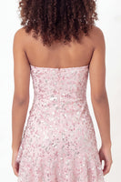 Load image into Gallery viewer, Sparkly Pink A Line Floral Short Sequin Graduation Dress with Ruffles