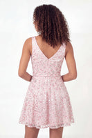 Load image into Gallery viewer, A Line Sparkly Pink Floral Short V-Neck Graduation Dress with Sequin