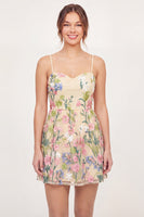 Load image into Gallery viewer, Spaghetti Straps Floral A Line Butter Yellow Short Graduation Dress