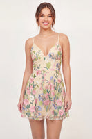 Load image into Gallery viewer, V-Neck A Line Butter Yellow Floral Short Graduation Dress
