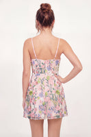 Load image into Gallery viewer, Pink Spaghetti Straps Floral A Line Short Graduation Dress