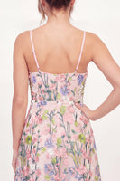 Load image into Gallery viewer, Pink Spaghetti Straps Floral A Line Short Graduation Dress