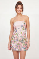 Load image into Gallery viewer, Strapless Pink Floral A Line Short Graduation Dress