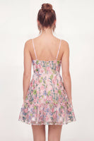 Load image into Gallery viewer, Floral A Line Short Pink V-Neck Graduation Dress