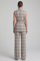 Load image into Gallery viewer, Grey Grid Peak Lapel 2 Piece Double Breasted Women Business Suits with Pockets