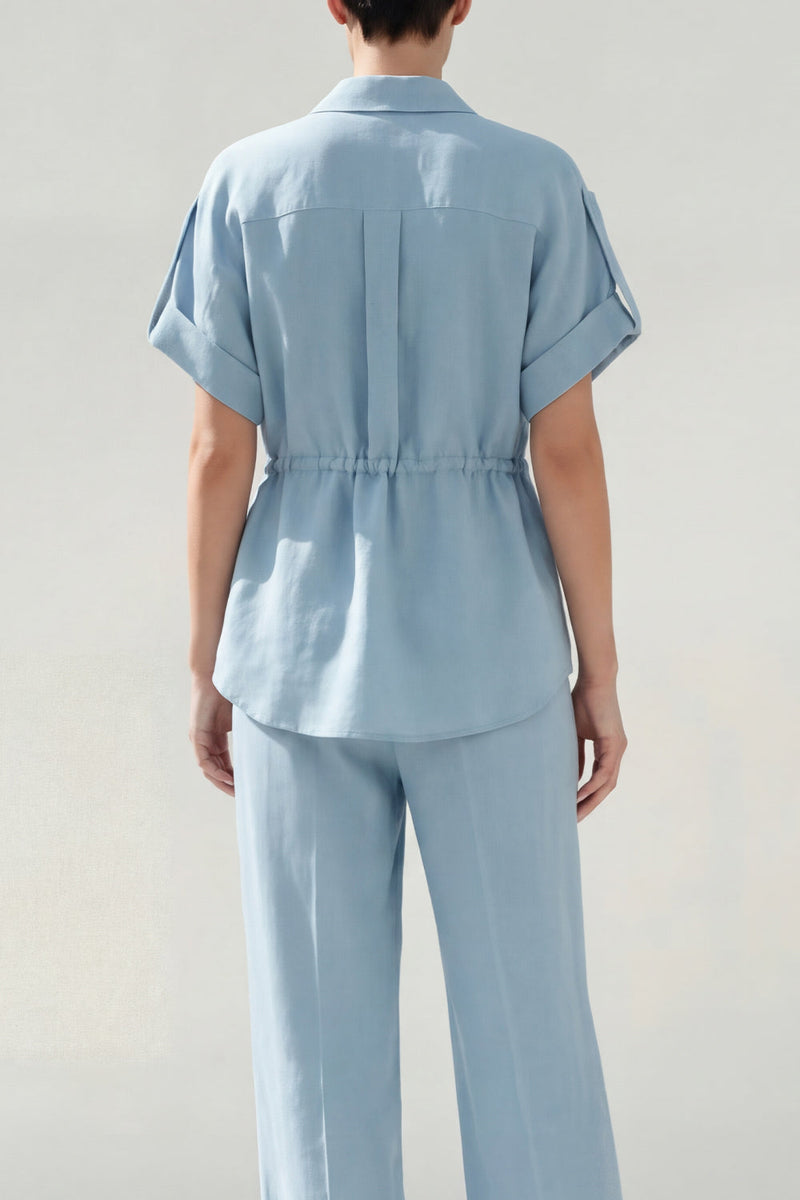 Load image into Gallery viewer, Blue Short Sleeves Single Breasted 2 Piece Business Suits with Pockets