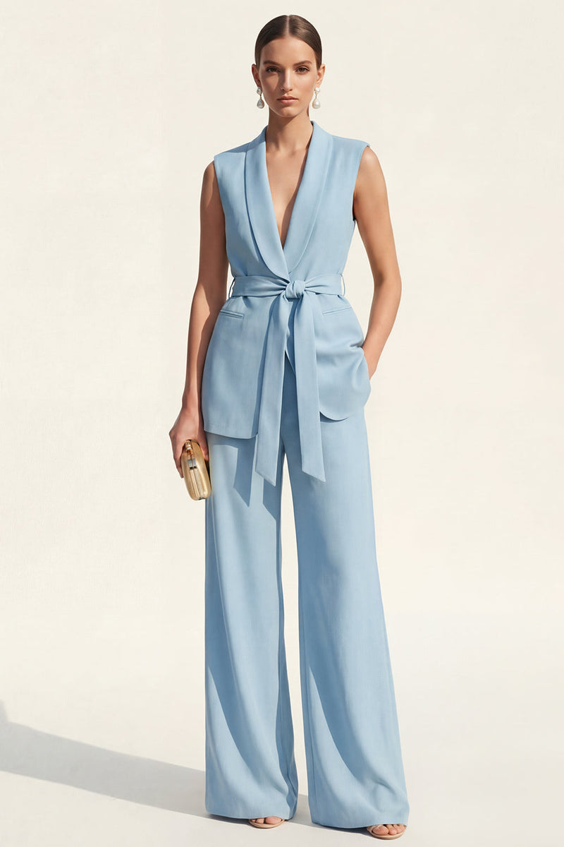 Load image into Gallery viewer, Blue Shawl Lapel 2 Piece Slim Fit Business Suits with Belt