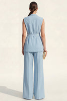 Load image into Gallery viewer, Blue Shawl Lapel 2 Piece Slim Fit Business Suits with Belt